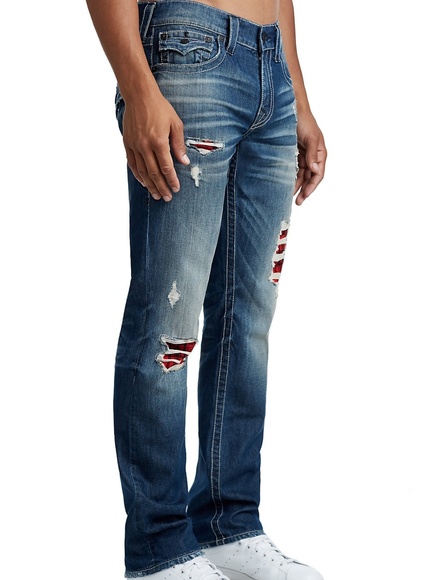 TRUE RELIGION MENS PLAID LINING STRAIGHT JEAN FLAP - Picture 3 of 7